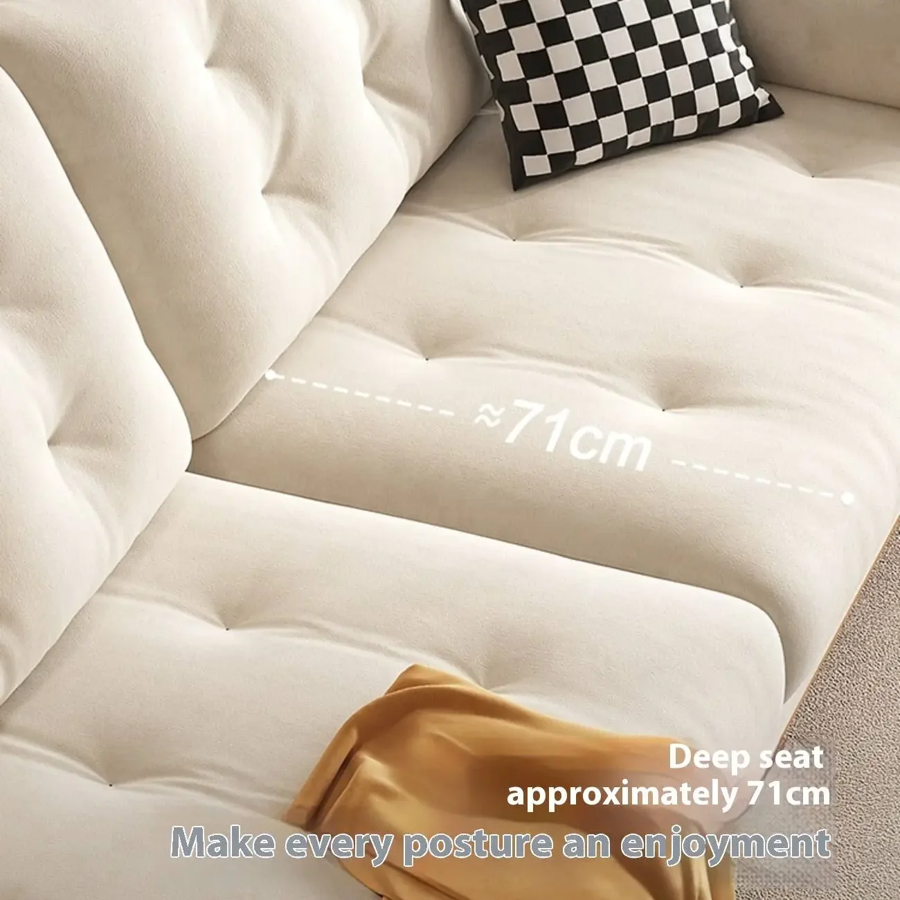 主图-03 Globe Sofa - Nordic-Style Solid Wood Frame with Removable Fabric Cushions