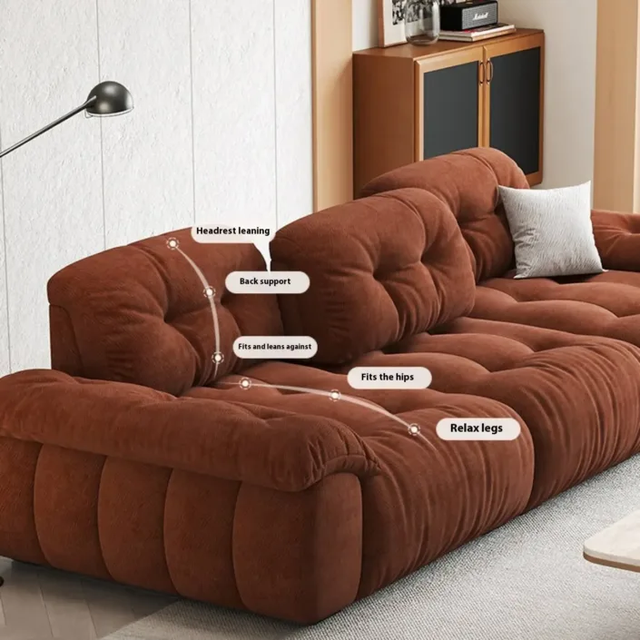 Globe Sofa - Italian Minimalist Deep-Seated Straight-Back Chenille Upholstered Cloud-Like Sofa Globe Sofa - Italian Minimalist Deep-Seated Straight-Back Chenille Upholstered Cloud-Like Sofa