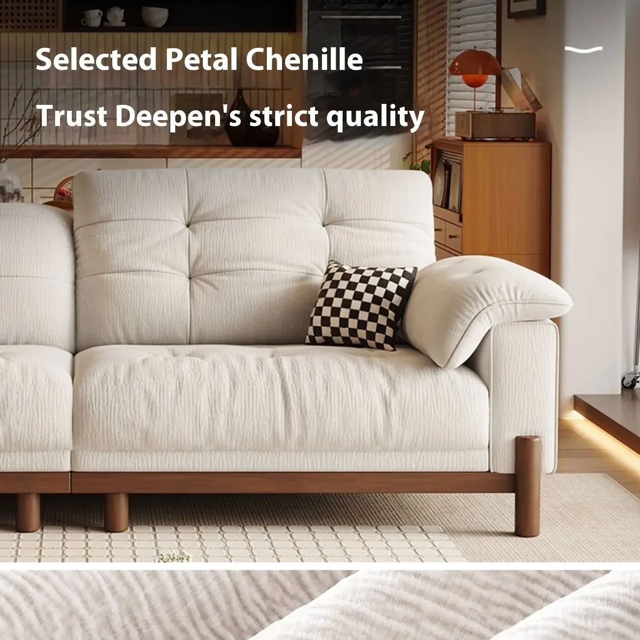 主图-03 Globe Sofa - Vintage Solid Wood Chenille Sofa