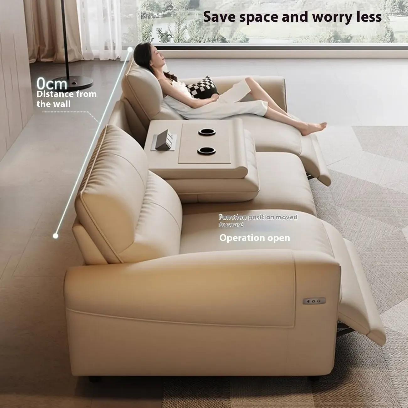 主图-03 Globe Sofa - Multifunctional Cup Holder Leather Sofa