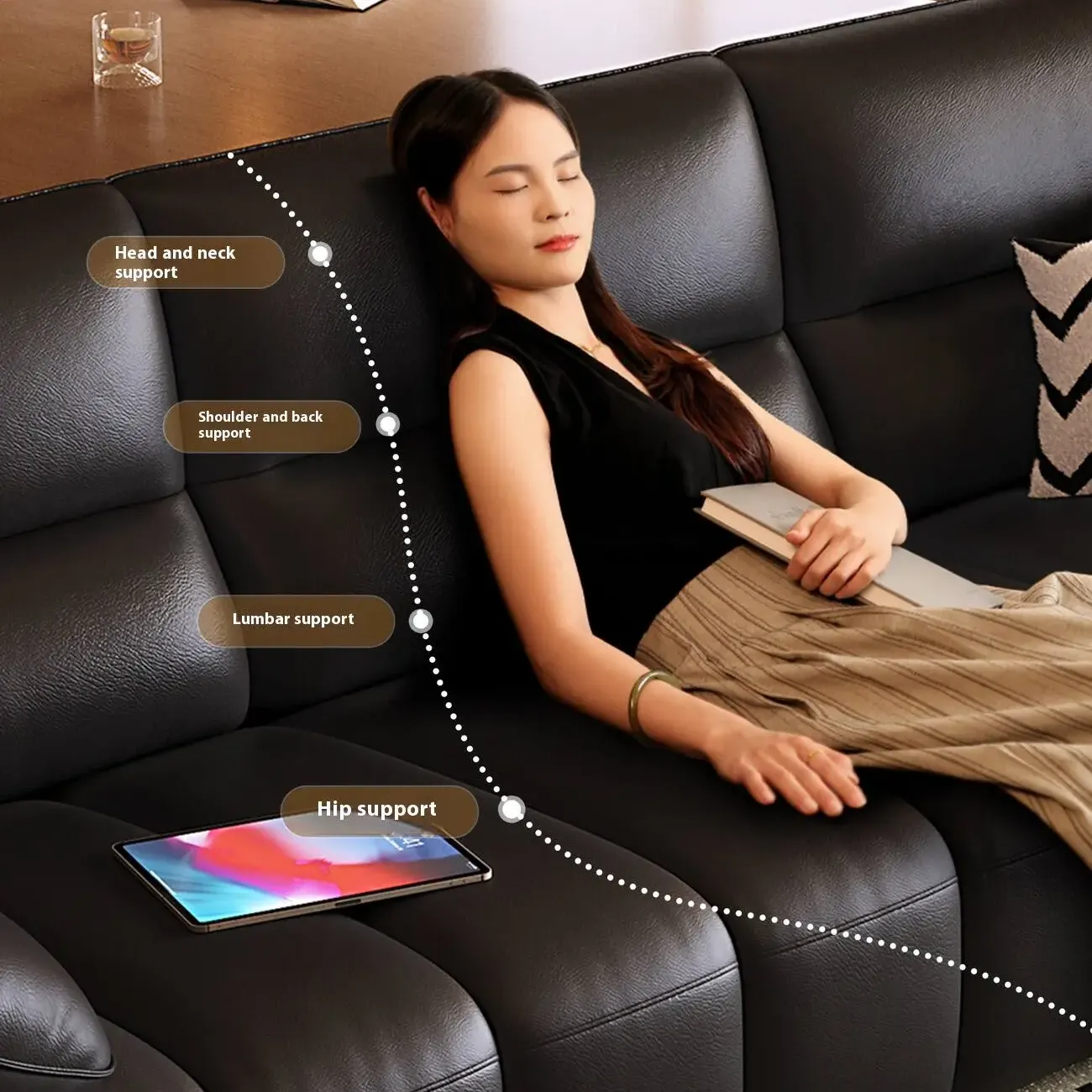 主图-03 Globe Sofa - Italian Minimalist Elephant Ear Genuine Leather Sofa