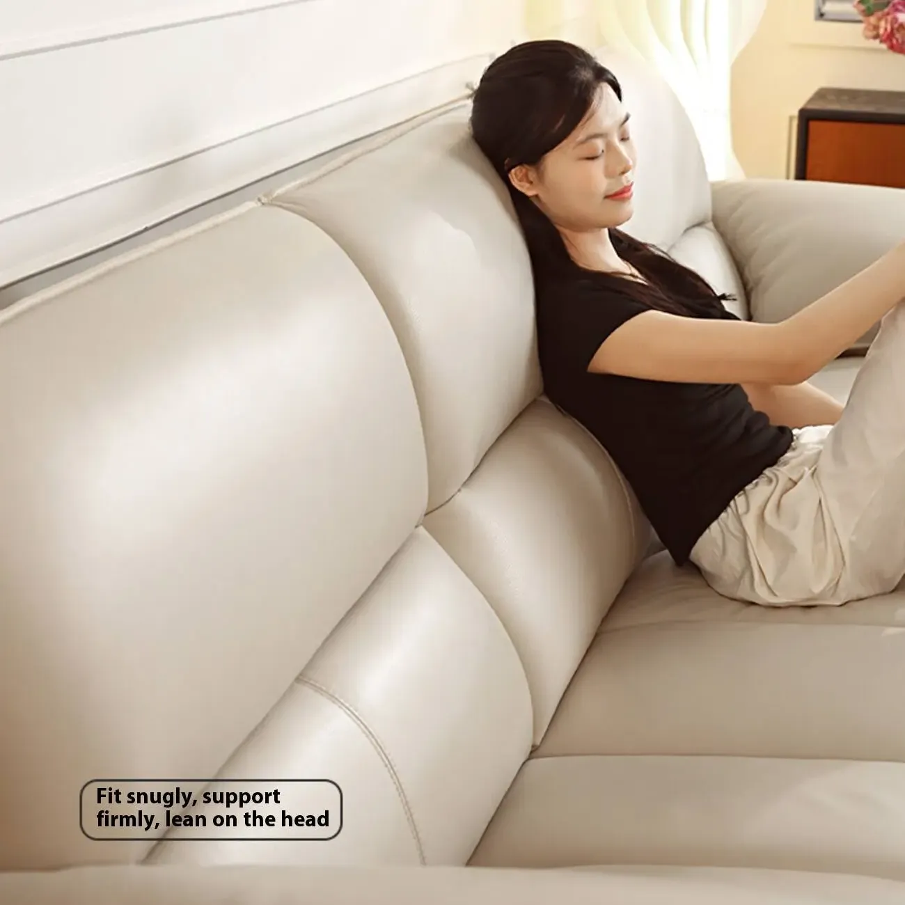 主图-03 Globe Sofa - Light-Luxury Cream Style Top-Grain Leather Sofa