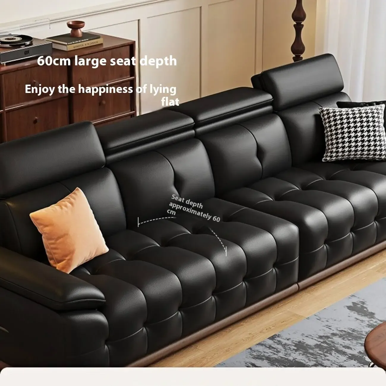 主图-03 Globe Sofa - Retro straight-line genuine leather sofa