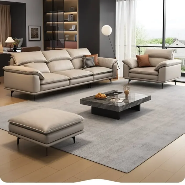 Globe Sofa - Creamy style simple top-grain leather straight sofa Globe Sofa - Creamy style simple top-grain leather straight sofa