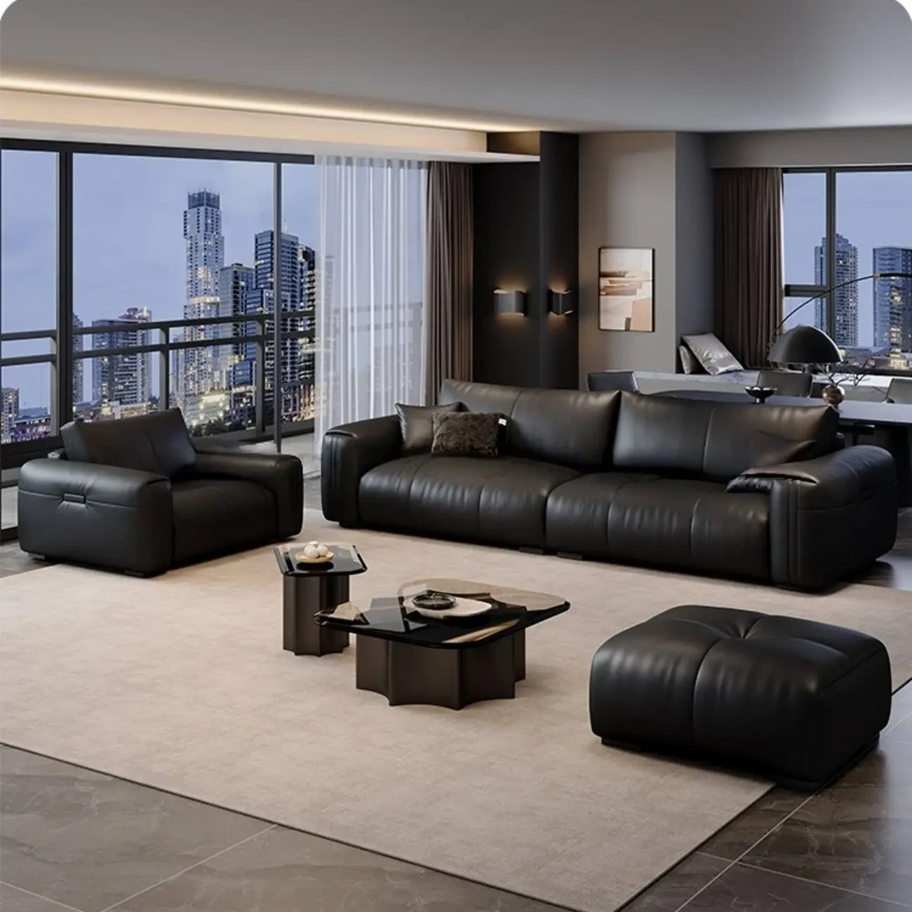 主图-03 Globe Sofa - Minimalist Comfort Cloud Leather Sofa