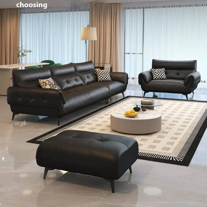 Globe Sofa - Compact-style straight-back leather sofa Globe Sofa - Compact-style straight-back leather sofa