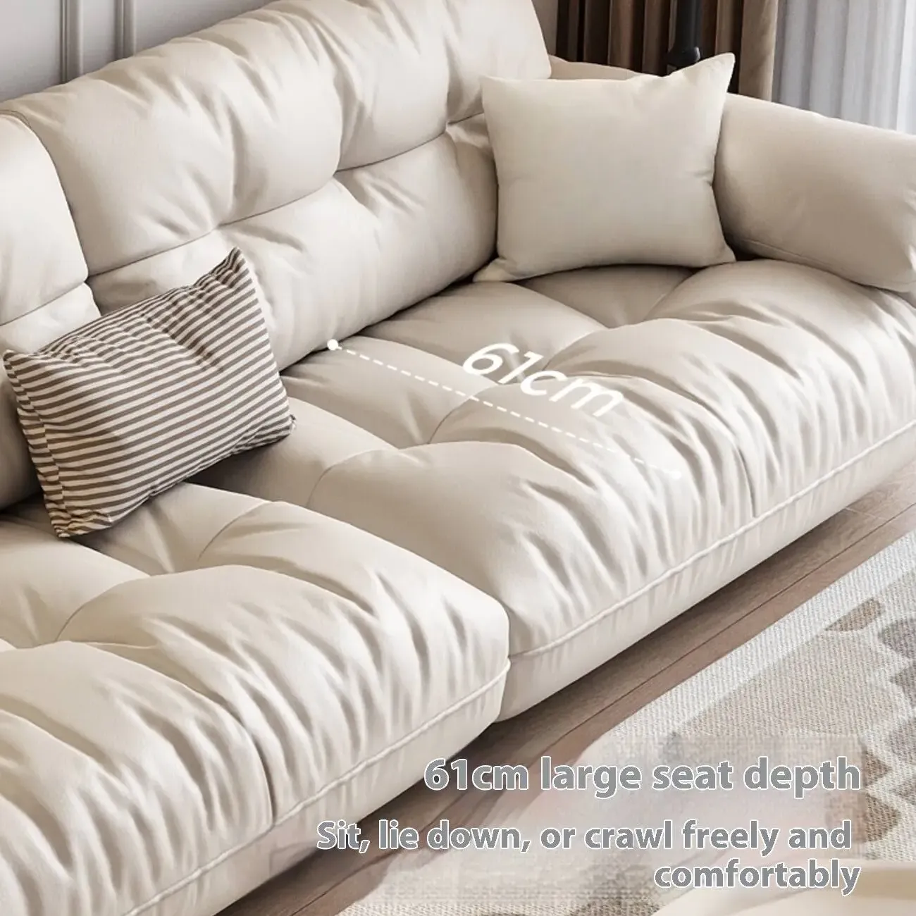主图-03 Globe Sofa - Luxury-inspired modern beige leather sofa