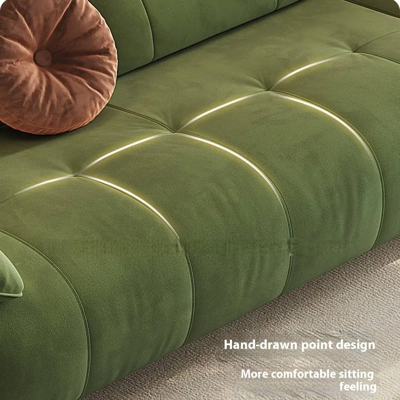 主图-04 Globe Sofa - New Cream-Style Light Luxury Linear Fabric Sofa