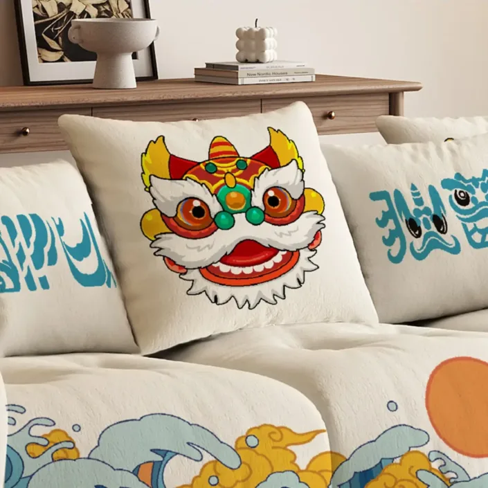 Globe Sofa - Chinese Style Waking Lion Velvet Sofa - Straight Design Globe Sofa - Chinese Style Waking Lion Velvet Sofa - Straight Design
