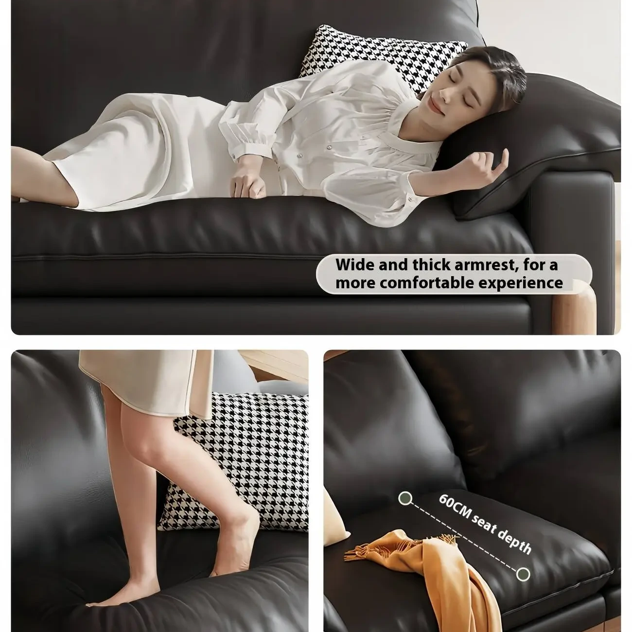 主图-04 Globe Sofa - French retro style straight row top grain leather sofa