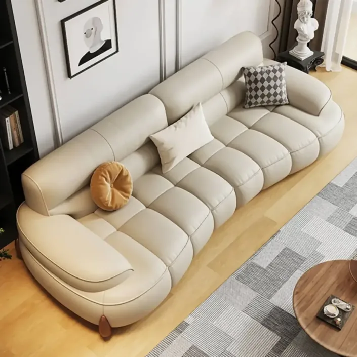 Globe Sofa - Creamy wind piano key arc-shaped leather sofa Globe Sofa - Creamy wind piano key arc-shaped leather sofa