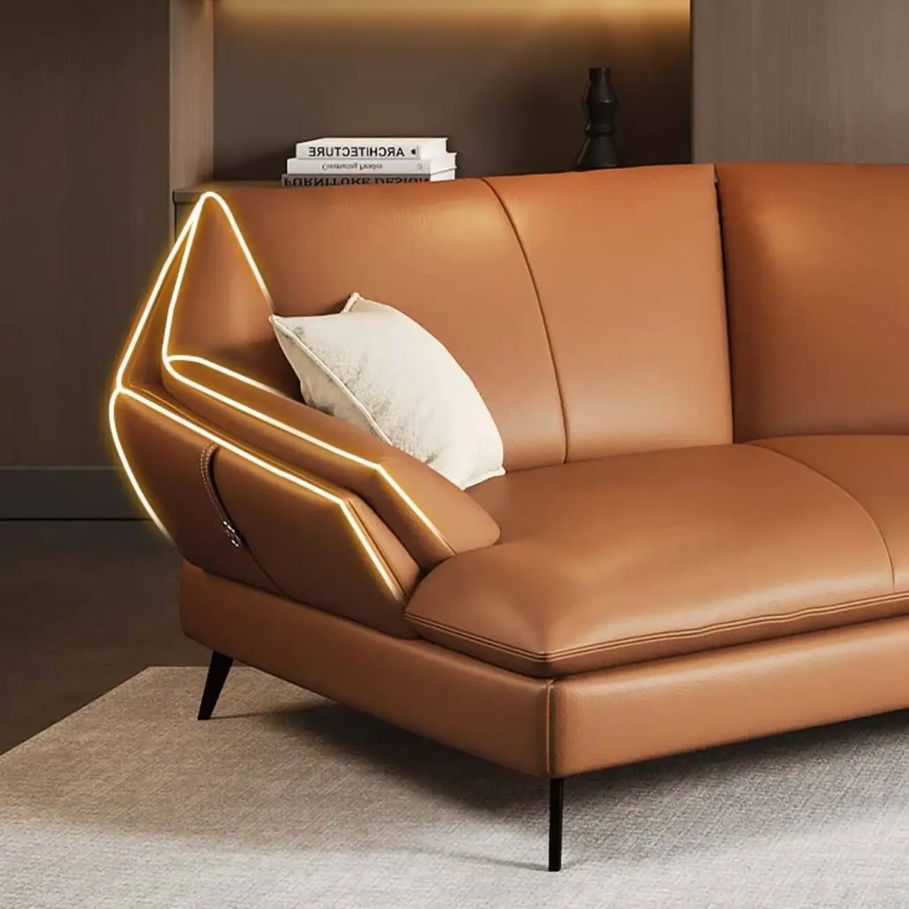 主图-04 Globe Sofa - Light Luxury Minimalist Leather Chaise Lounge Sofa