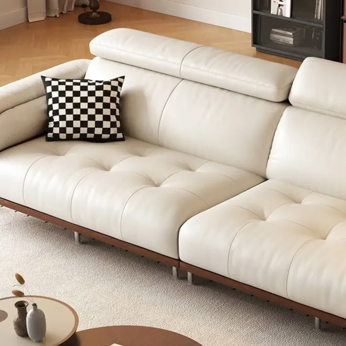Globe Sofa - Mid-Century High-Back Minimalist Genuine Leather Sofa Globe Sofa - Mid-Century High-Back Minimalist Genuine Leather Sofa