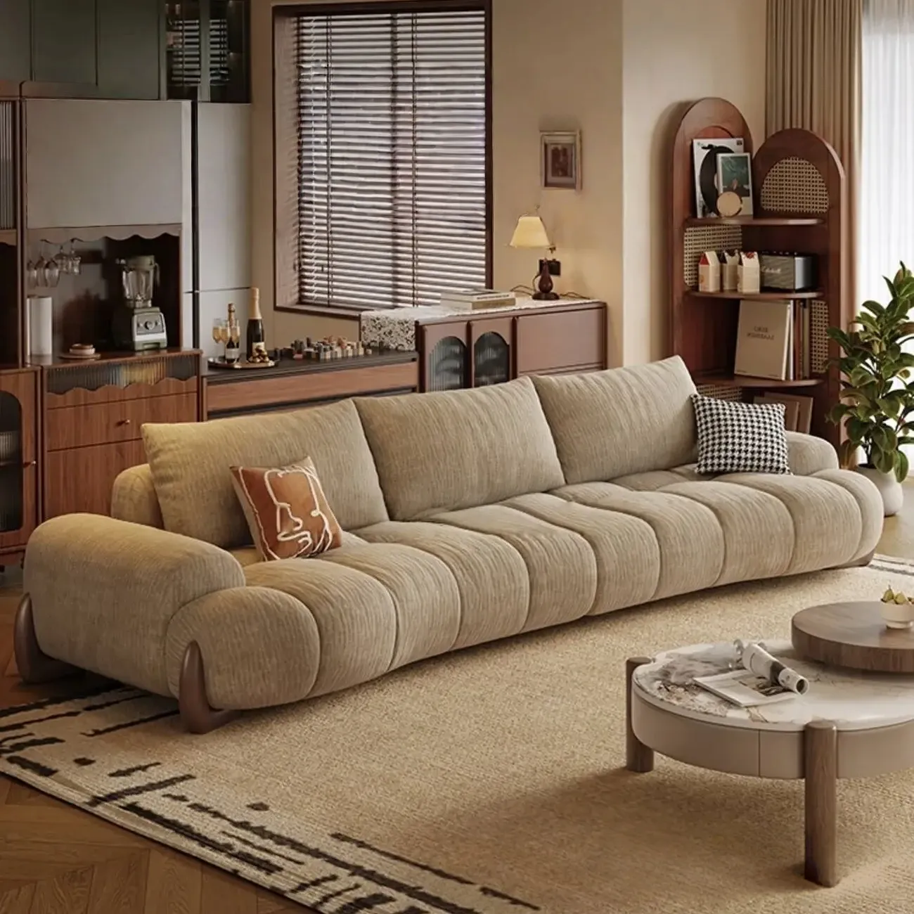 主图-05-285_副本 Globe Sofa - Vintage-style curved fabric sofa