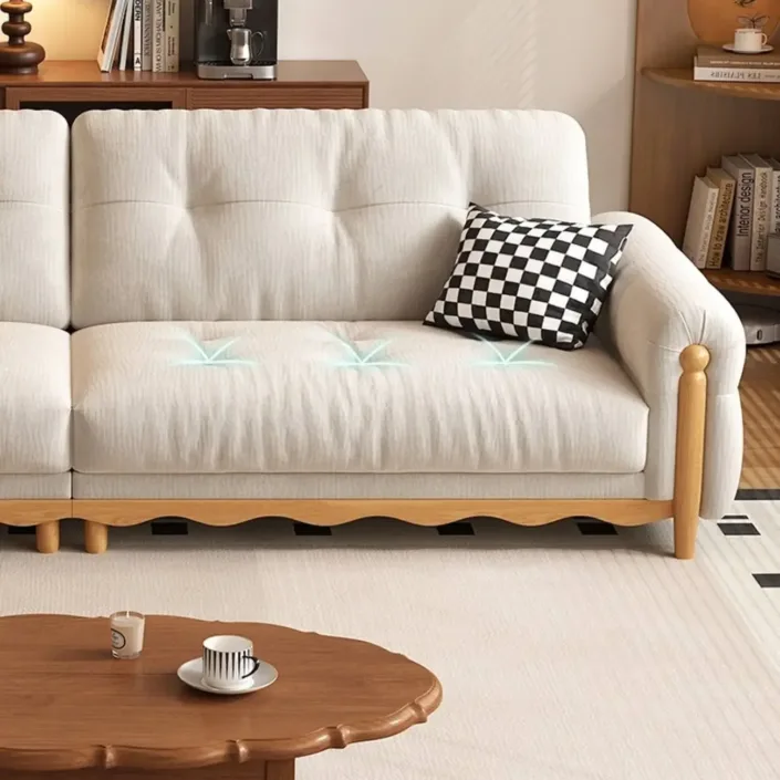 Globe Sofa - Solid Wood Mid-Century Straight-Back Chenille Sofa Globe Sofa - Solid Wood Mid-Century Straight-Back Chenille Sofa
