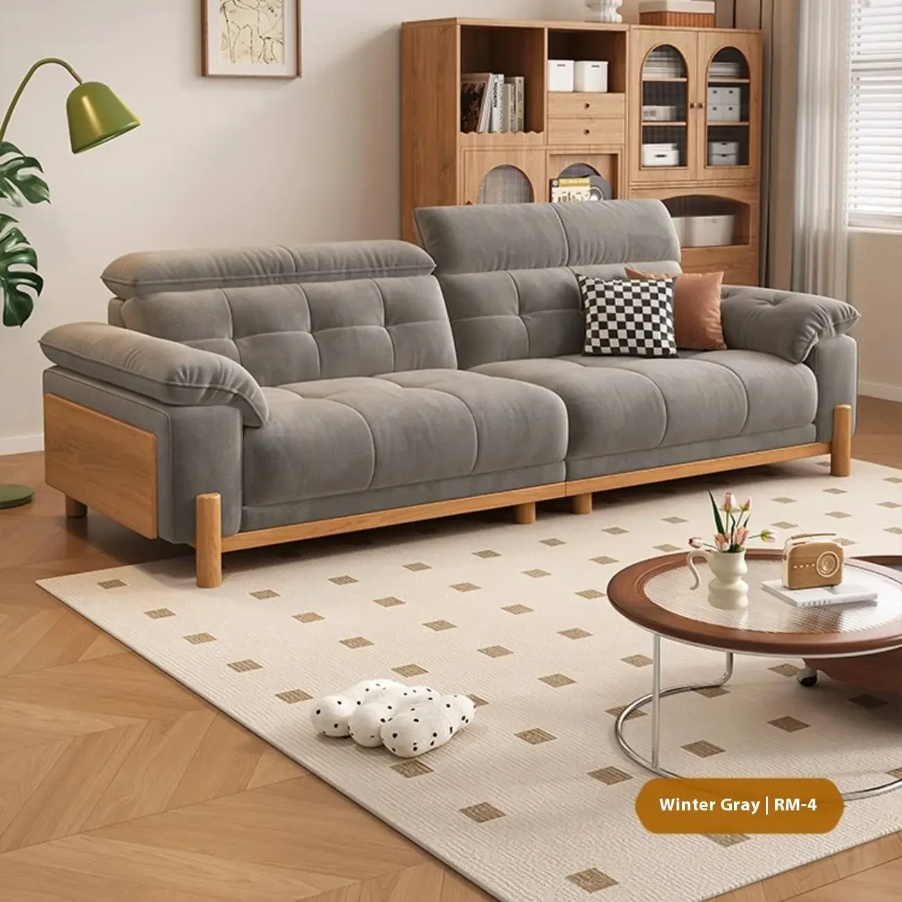 主图-05 Globe Sofa - Solid Wood Cream-Style Upholstered Sofa