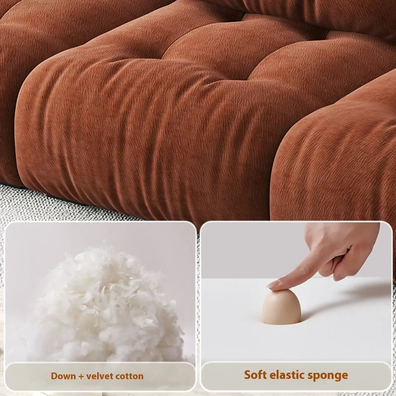 主图-05 Globe Sofa - Italian Minimalist Deep-Seated Straight-Back Chenille Upholstered Cloud-Like Sofa