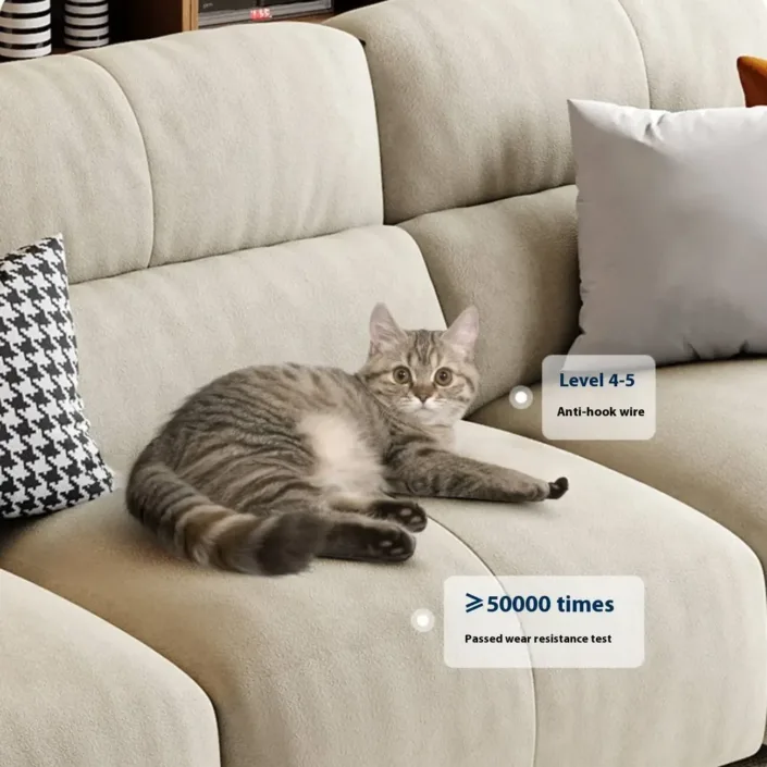 Globe Sofa - New Cream-Toned Tech Fabric Sofa in Linear Design Globe Sofa - New Cream-Toned Tech Fabric Sofa in Linear Design