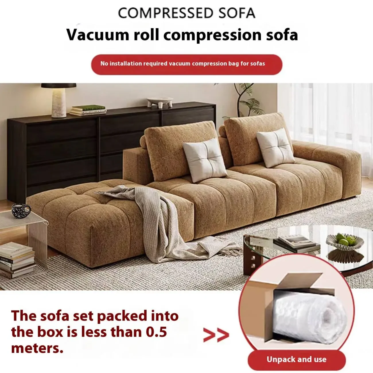 主图-05 Globe Sofa - Three-Fold Transformable Compressed Lounge Sofa Bed
