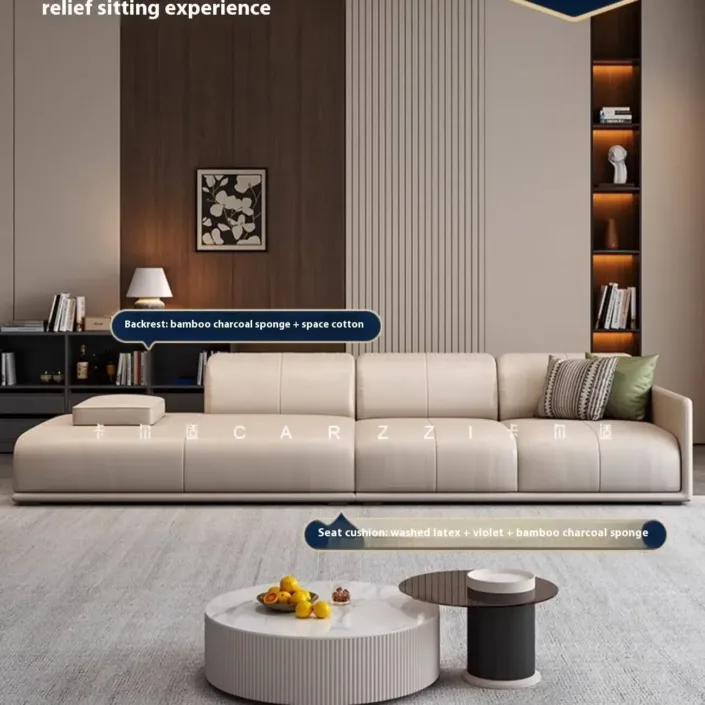 Globe Sofa - Module cream-colored top-grain leather sofa Globe Sofa - Module cream-colored top-grain leather sofa
