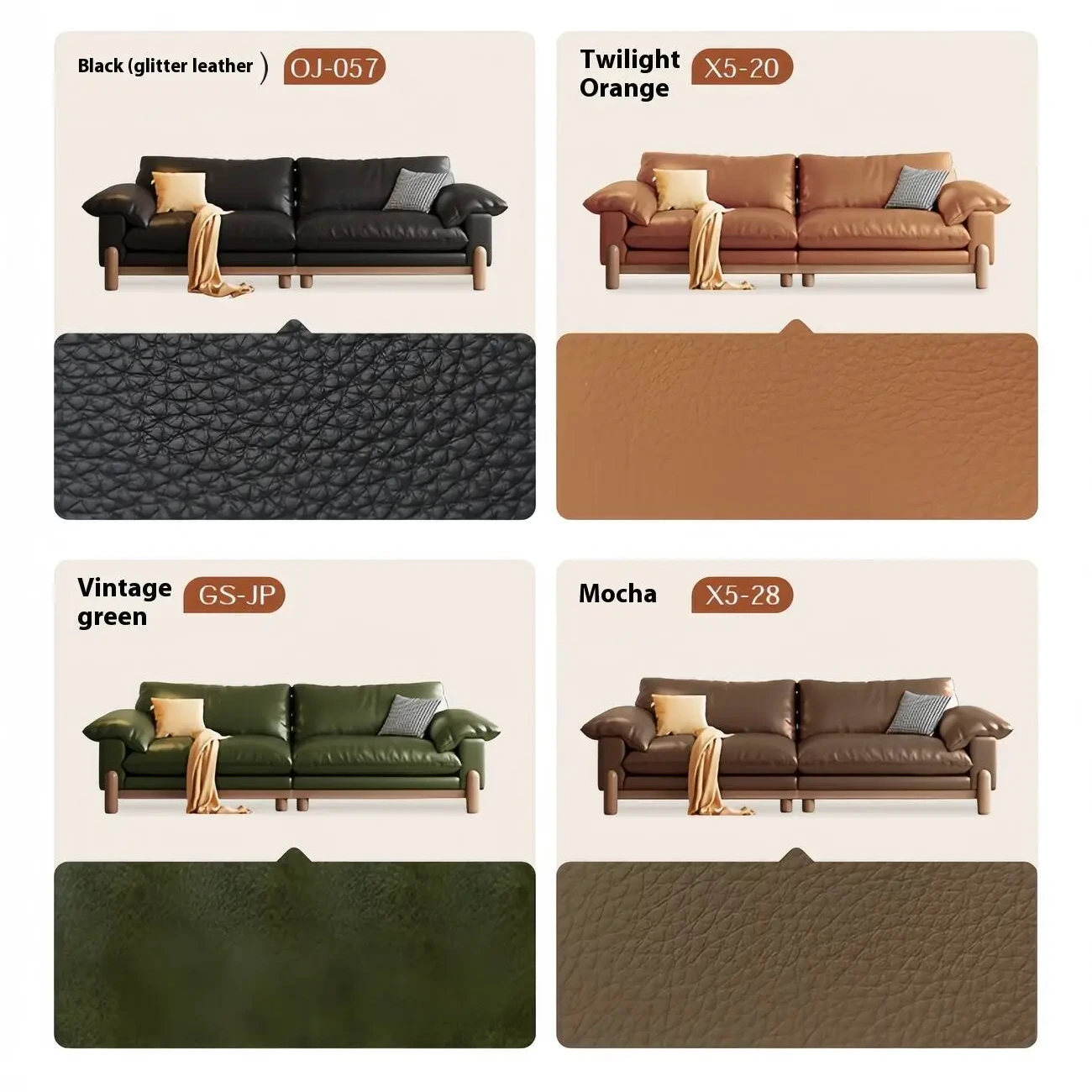 主图-05 Globe Sofa - French retro style straight row top grain leather sofa