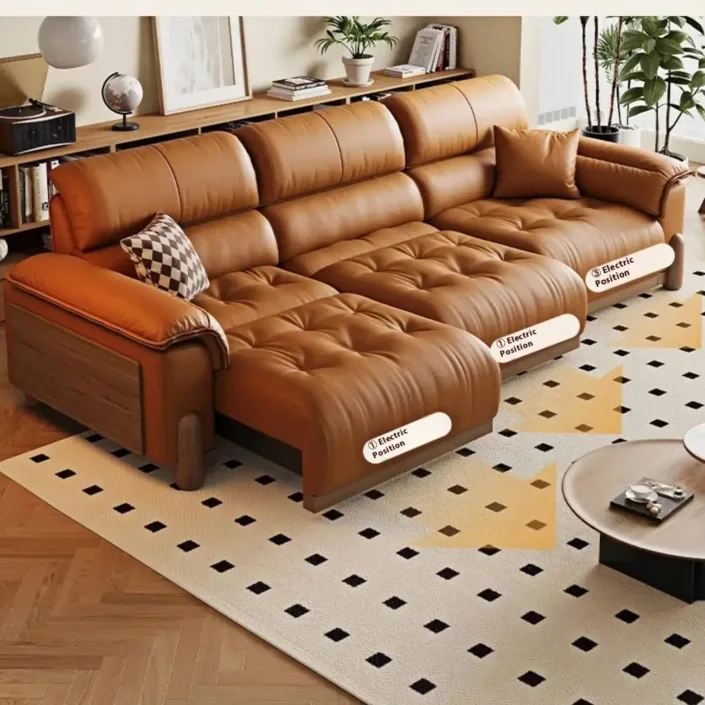 Globe Sofa - Retro Style Electric Reclining Top-Grain Leather Sofa Bed Globe Sofa - Retro Style Electric Reclining Top-Grain Leather Sofa Bed