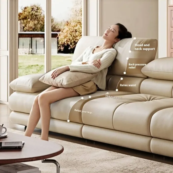 Globe Sofa - Italian-Style Light Luxury Cream Leather Sofa Globe Sofa - Italian-Style Light Luxury Cream Leather Sofa