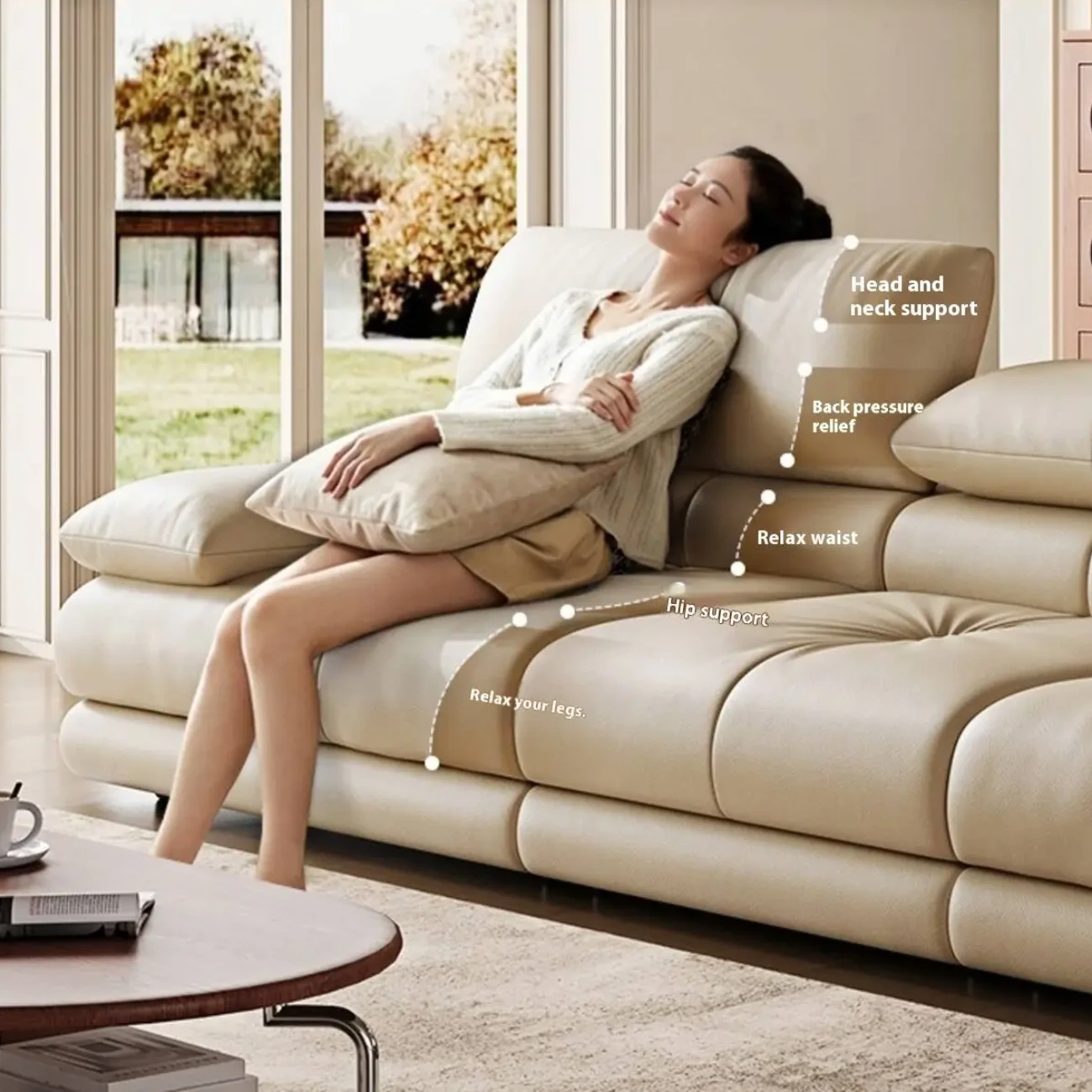 主图-05 Globe Sofa - Italian-Style Light Luxury Cream Leather Sofa