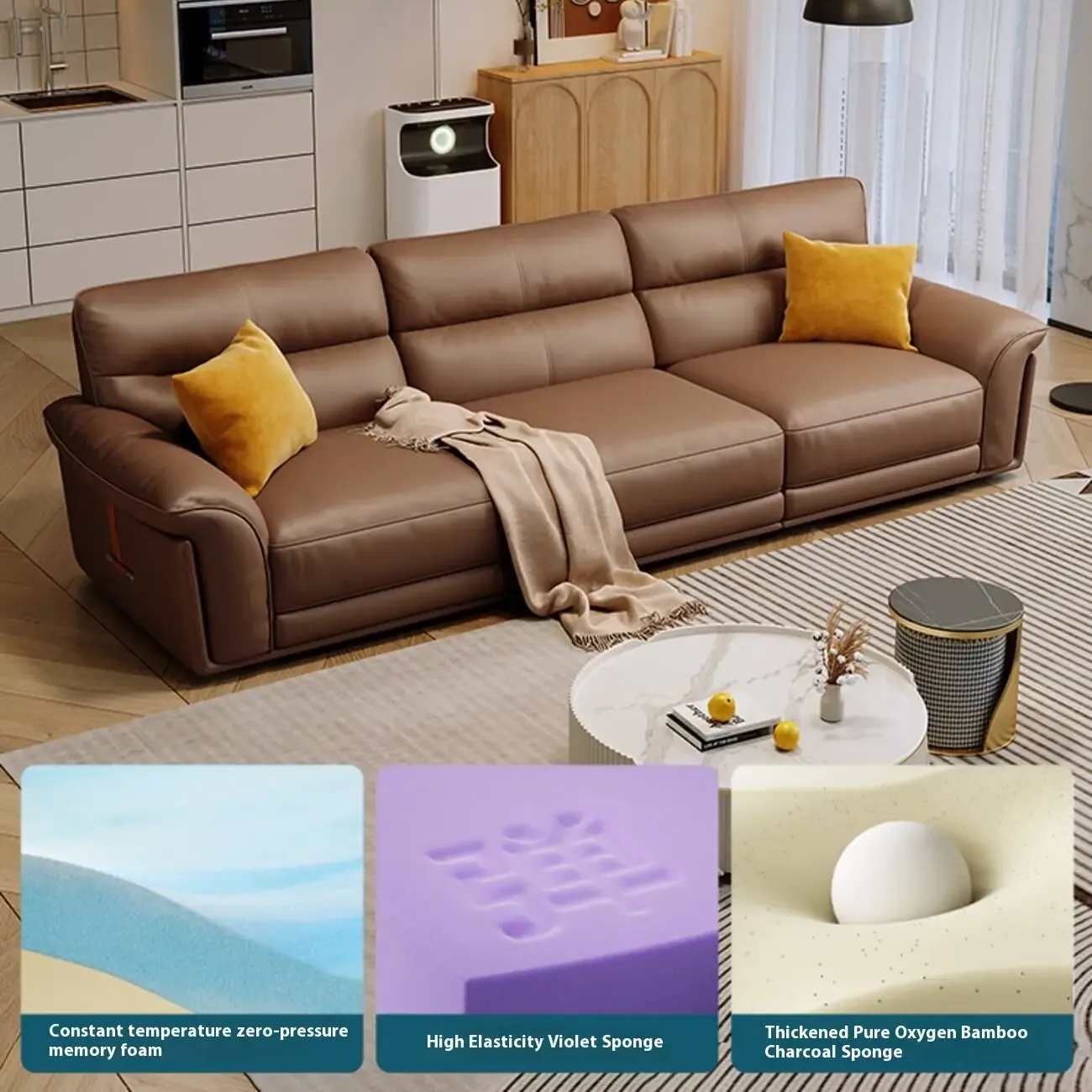 主图-05 Globe Sofa - Italian Minimalist Light Luxury Top-Grain Leather Sofa