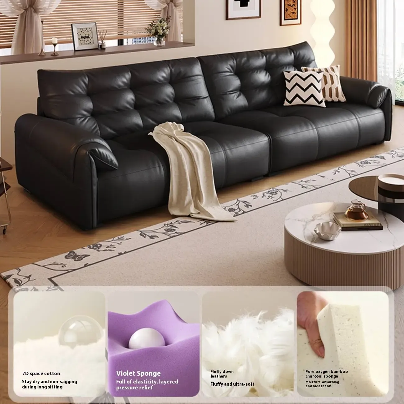 主图-05 Globe Sofa - Modern Minimalist Elephant Ear Top-Grain Leather Sofa