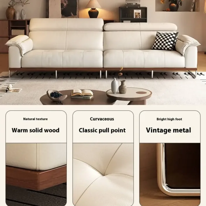 Globe Sofa - Mid-Century High-Back Minimalist Genuine Leather Sofa Globe Sofa - Mid-Century High-Back Minimalist Genuine Leather Sofa