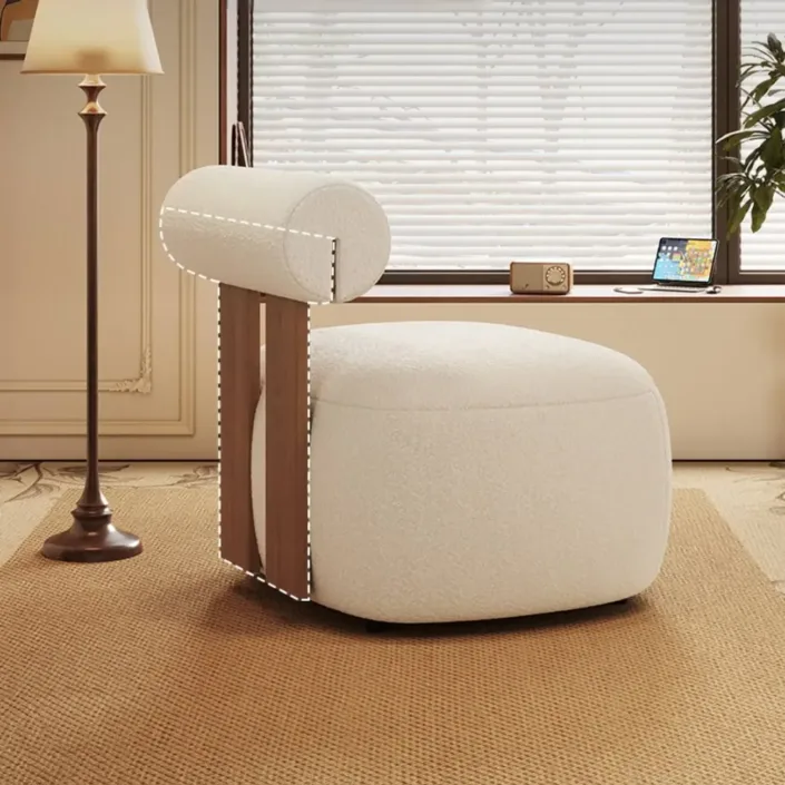 Globe Sofa - Cream-Colored Shearling Single Armchair Globe Sofa - Cream-Colored Shearling Single Armchair