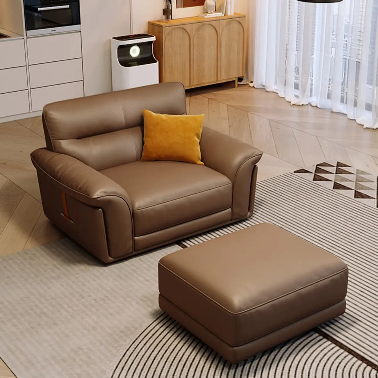 主图-05 Globe Sofa - Italian-style straight-back cowhide casual chair