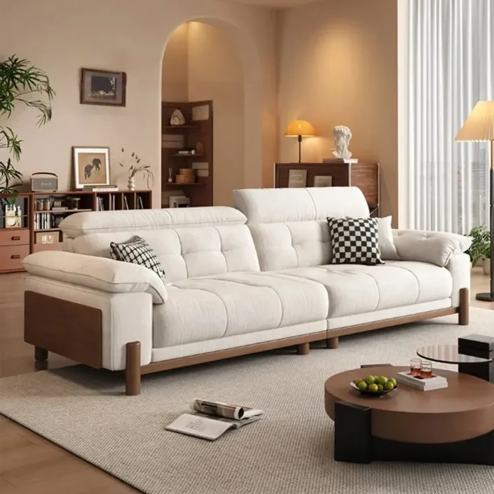 Globe Sofa - Vintage-Style Solid Wood Sofa with Removable Fabric Covers Globe Sofa - Vintage-Style Solid Wood Sofa with Removable Fabric Covers