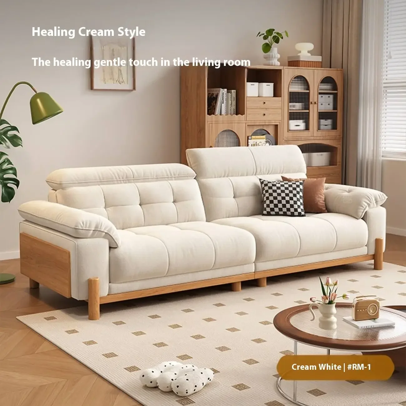 主图-06 Globe Sofa - Solid Wood Cream-Style Upholstered Sofa