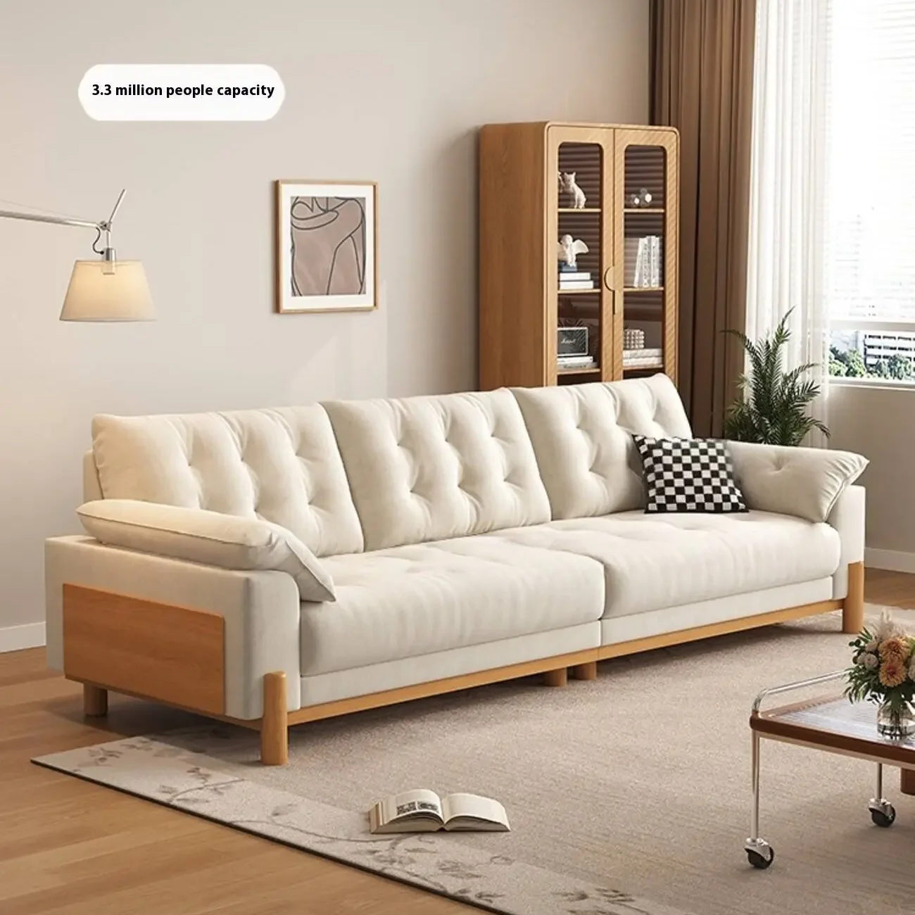 主图-06 Globe Sofa - Nordic-Style Solid Wood Frame with Removable Fabric Cushions