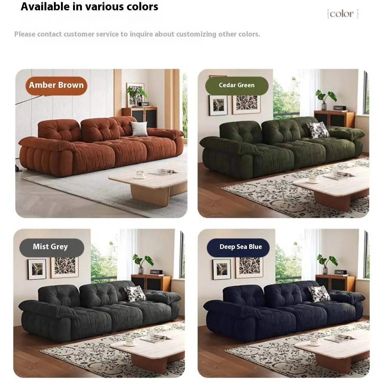 主图-06 Globe Sofa - Italian Minimalist Deep-Seated Straight-Back Chenille Upholstered Cloud-Like Sofa