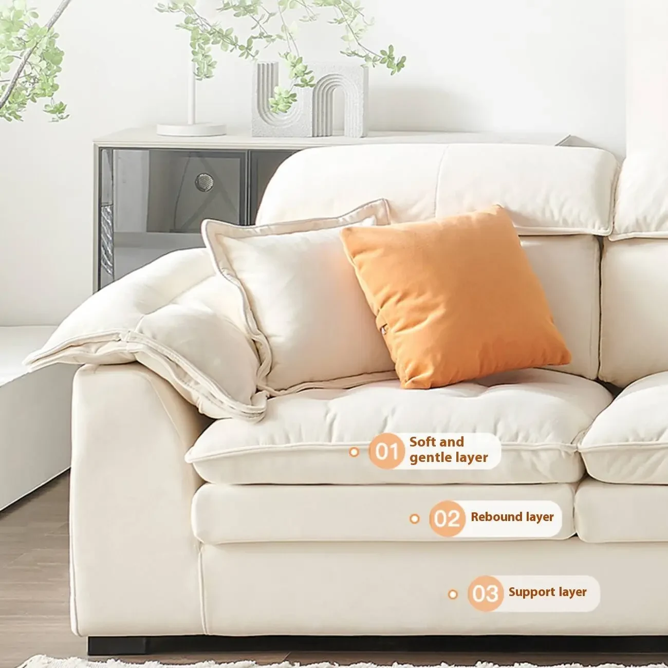 主图-06 Globe Sofa - Minimalist Cat-Resistant Fabric Chaise Sofa