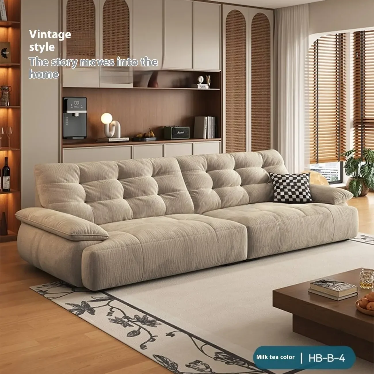 主图-06 Globe Sofa - New Vintage-Style Deep-Seat Fabric Sofa