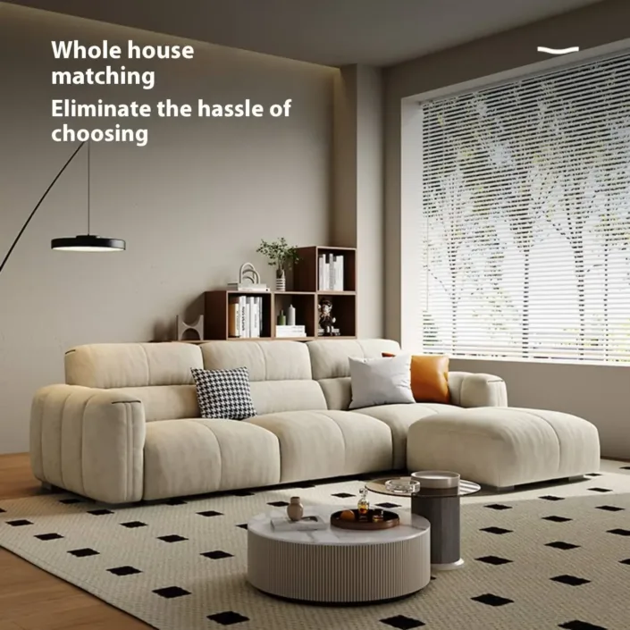 Globe Sofa - New Cream-Toned Tech Fabric Sofa in Linear Design Globe Sofa - New Cream-Toned Tech Fabric Sofa in Linear Design