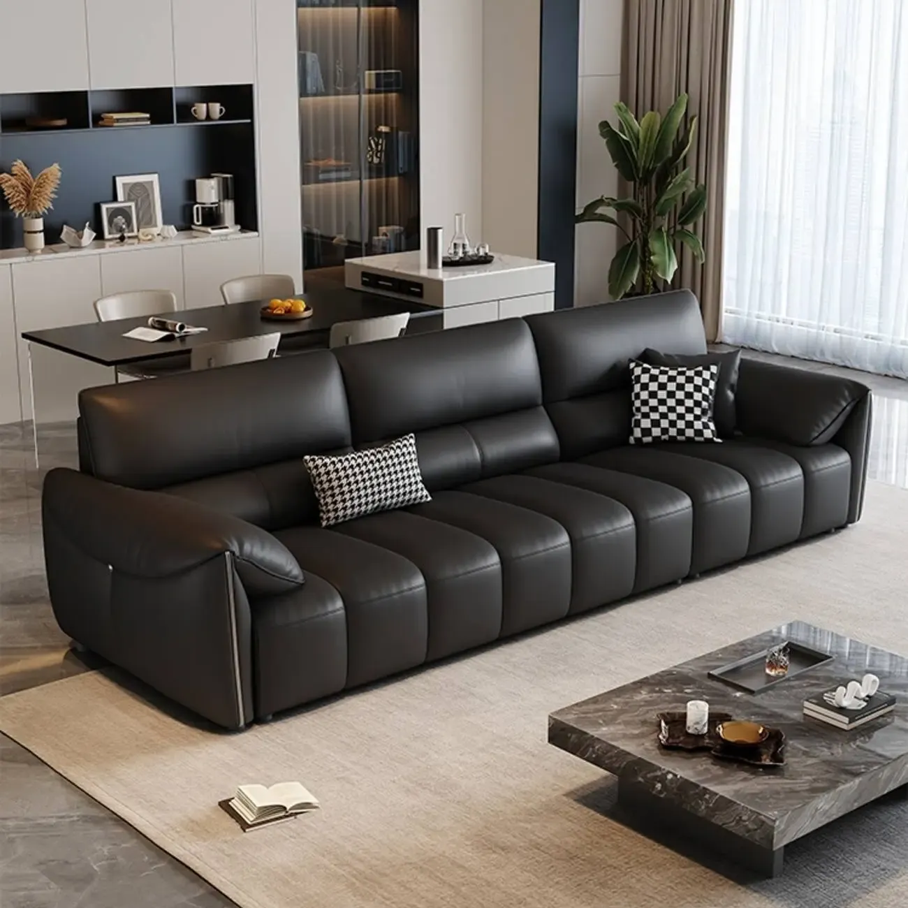 主图-06 Globe Sofa - Light-Luxury Cream Style Top-Grain Leather Sofa