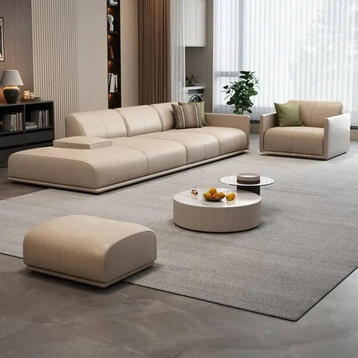Globe Sofa - Module cream-colored top-grain leather sofa Globe Sofa - Module cream-colored top-grain leather sofa