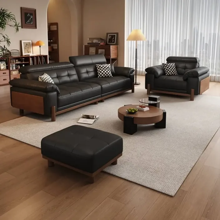 Globe Sofa - Vintage Solid Wood Top-Grain Leather Sofa Globe Sofa - Vintage Solid Wood Top-Grain Leather Sofa