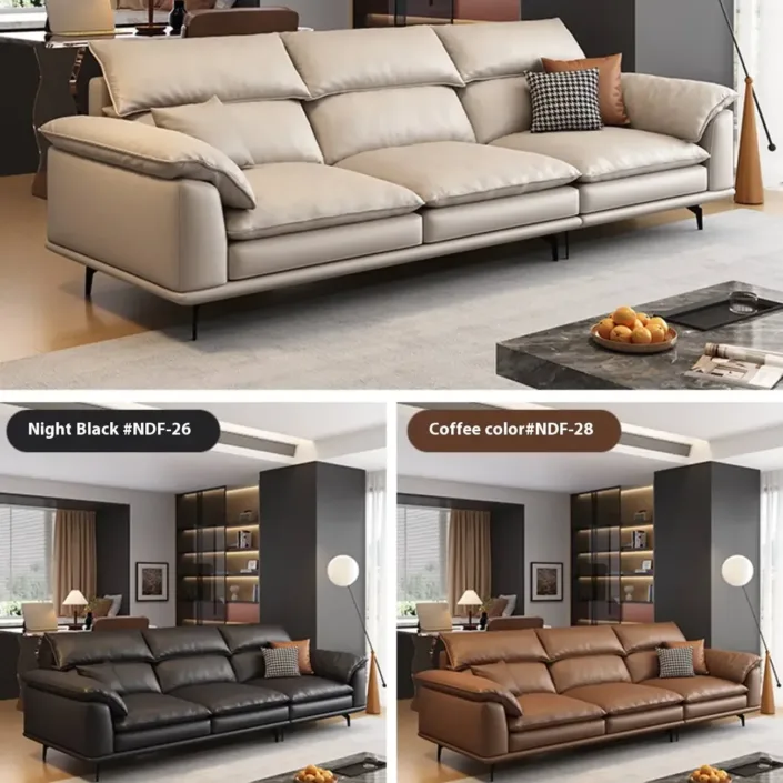 Globe Sofa - Creamy style simple top-grain leather straight sofa Globe Sofa - Creamy style simple top-grain leather straight sofa