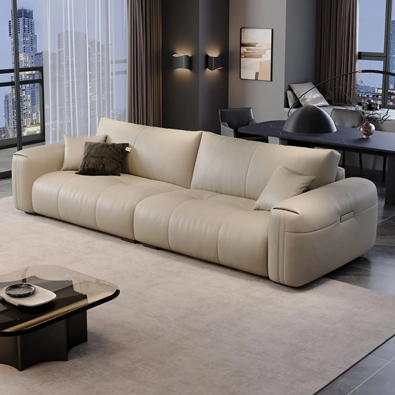 主图-06 Globe Sofa - Minimalist Comfort Cloud Leather Sofa