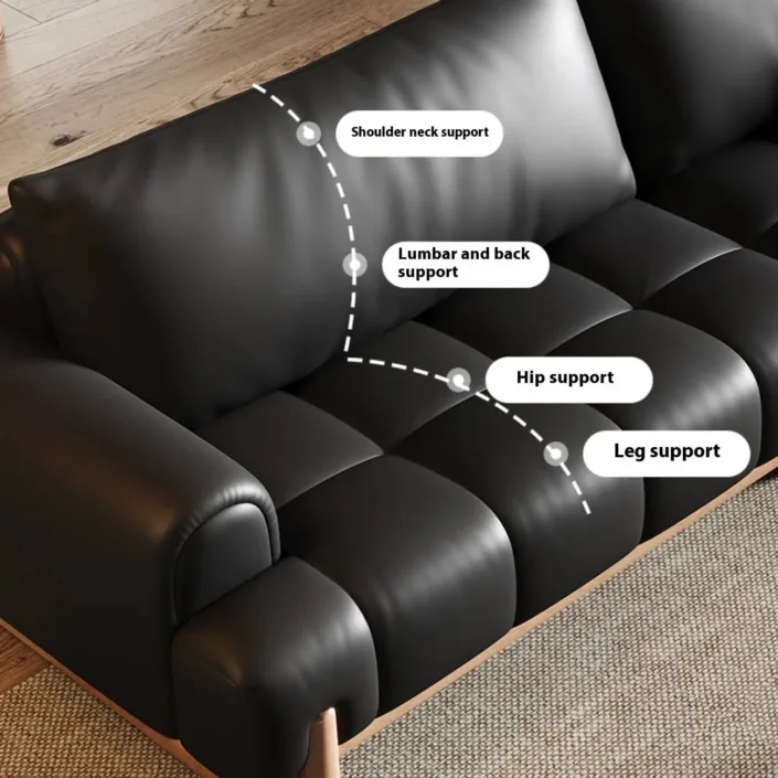 Globe Sofa - Black genuine leather cloud-shaped sofa