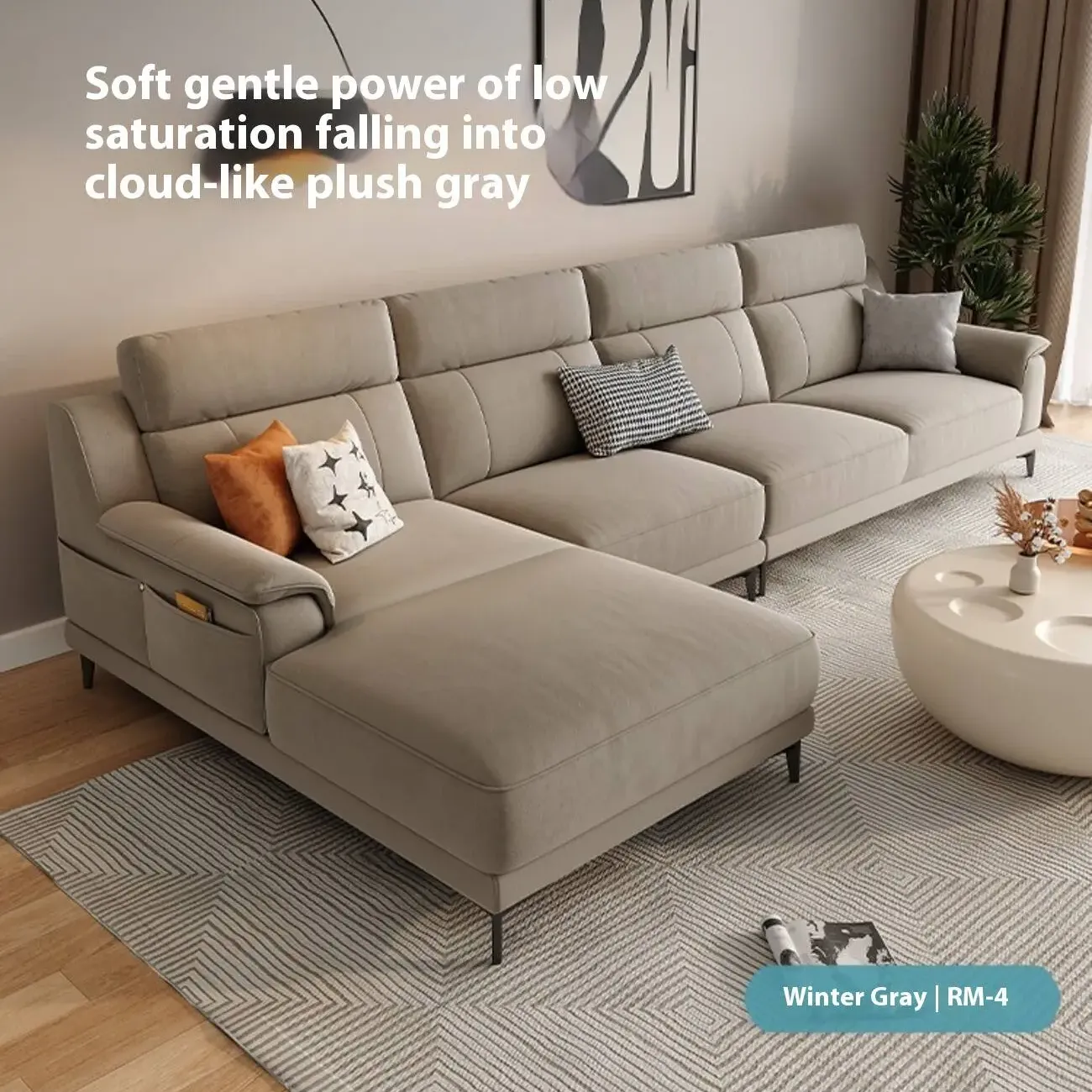 主图-07 Globe Sofa - Nordic Modern Antibacterial Fabric Corner Sofa