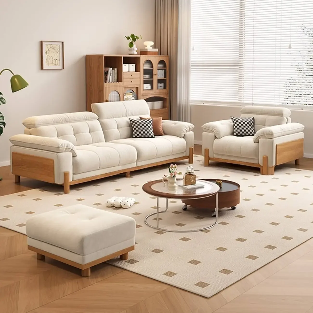 主图-07 Globe Sofa - Solid Wood Cream-Style Upholstered Sofa