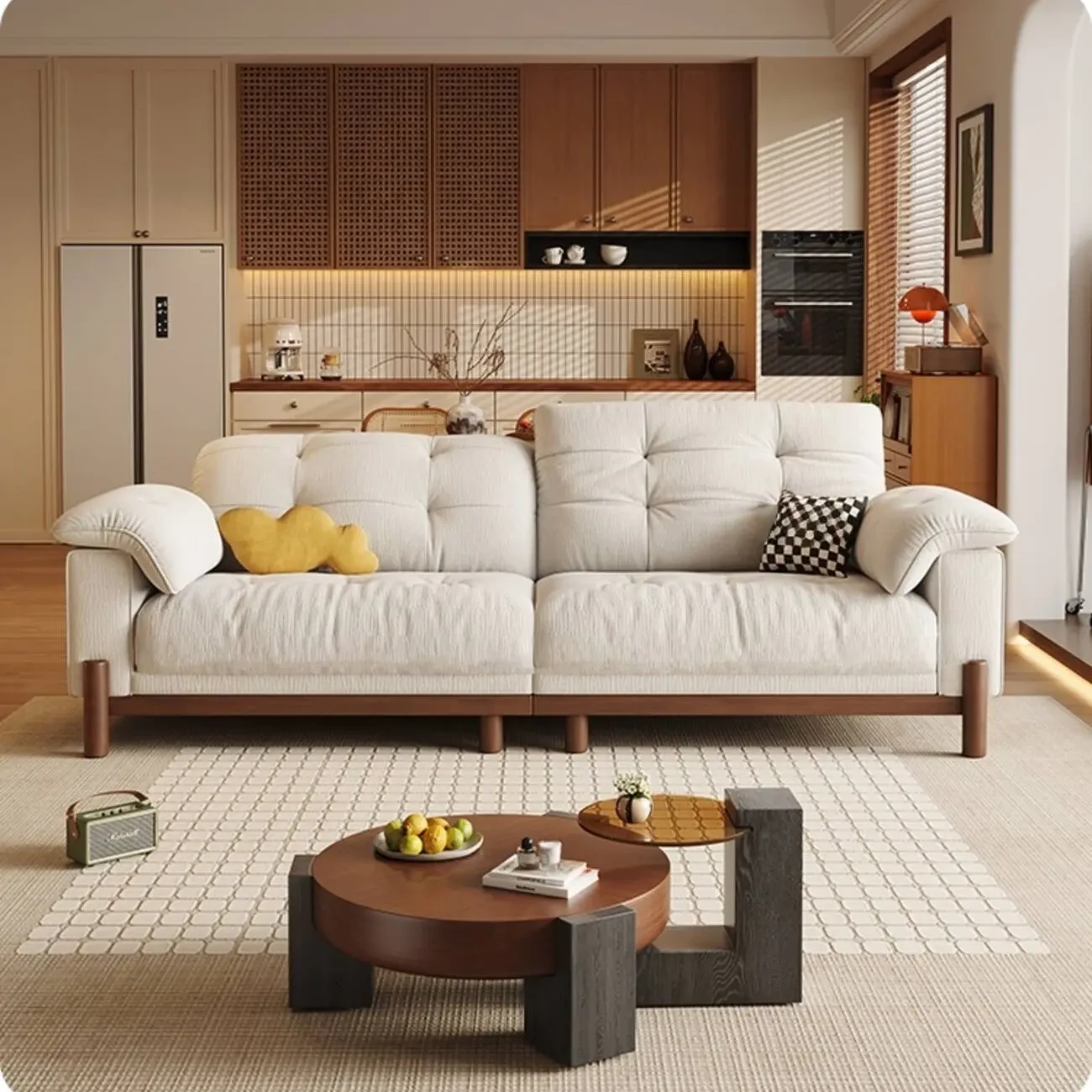 主图-07 Globe Sofa - Vintage Solid Wood Chenille Sofa