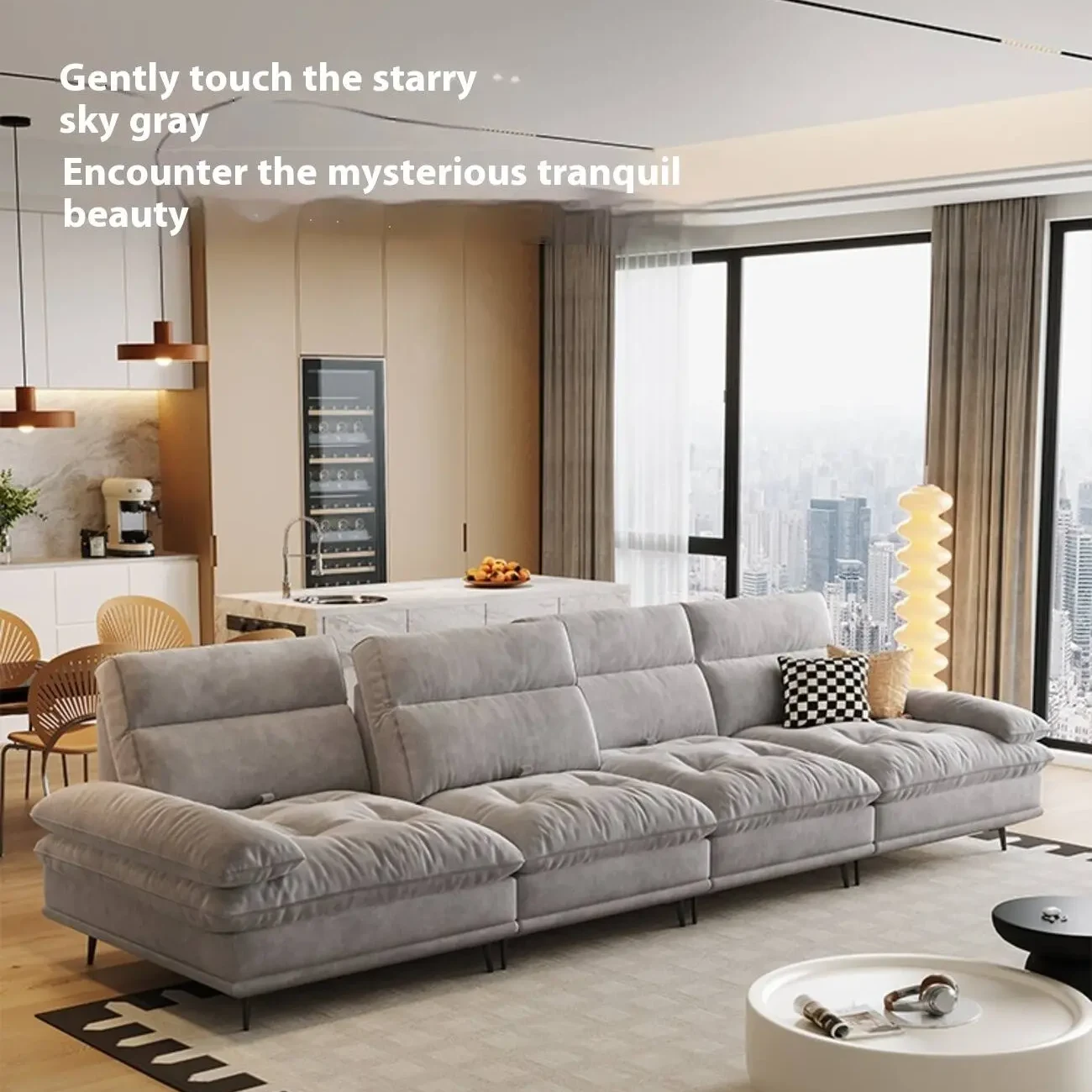 主图-07 Globe Sofa - Straight-Line French Cream Style Adjustable Backrest Sofa